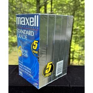 6 Pk Maxell Standard Grade 6 Hours T-120 Blank VHS Tapes NEW Sealed
